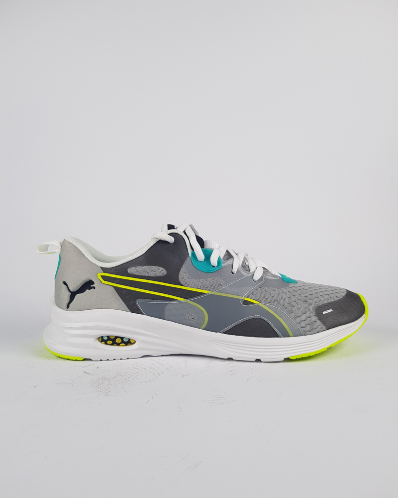 کفش ورزشی مردانه پوما طوسی لوگو فسفری Puma Brand Men's Hybird Fuego Sports Shoes (Grey/Lime)